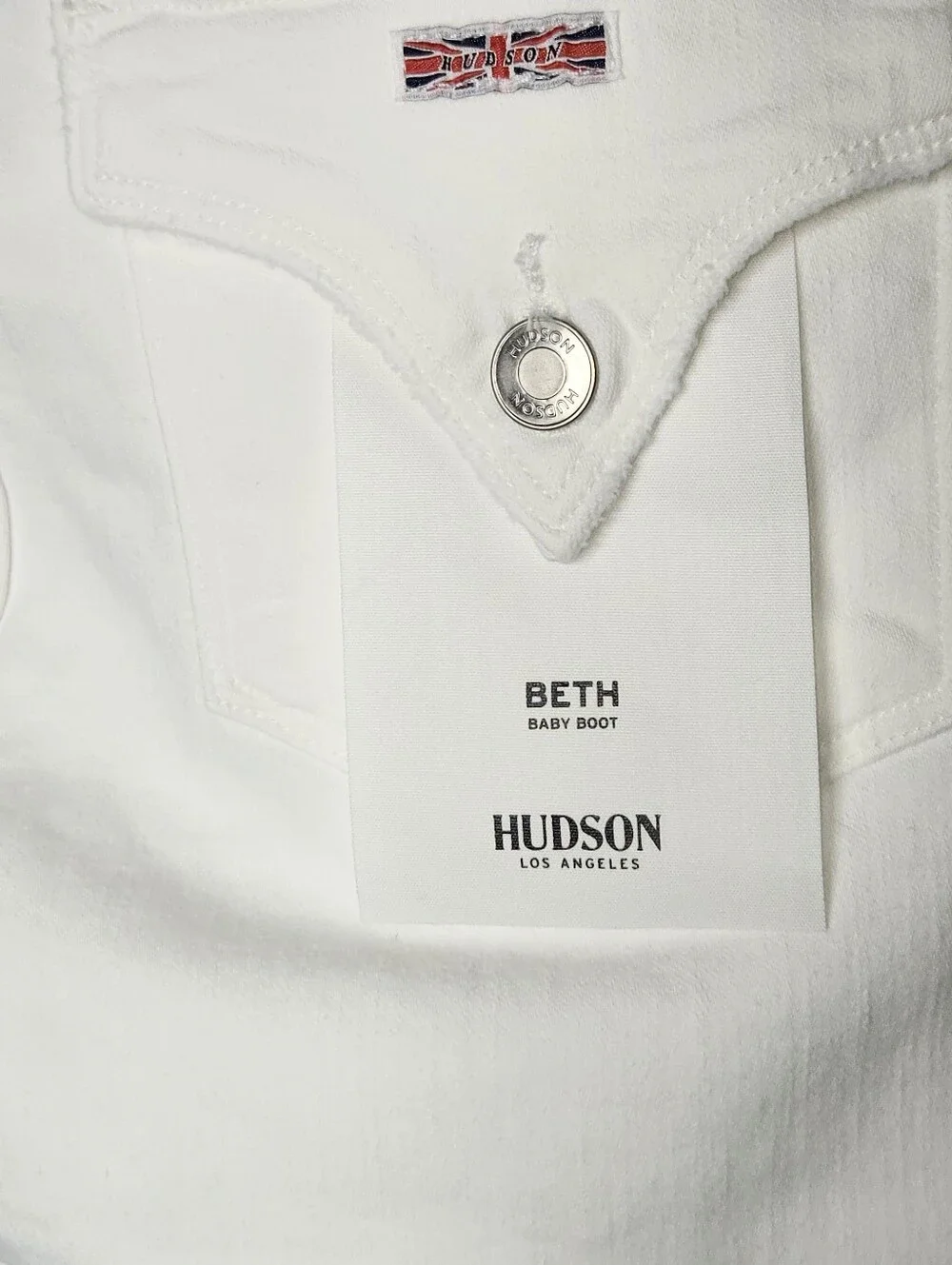 NWT Hudson Beth Mid Rise Baby Bootcut Jeans White Flap Pocket Denim Pants 26.